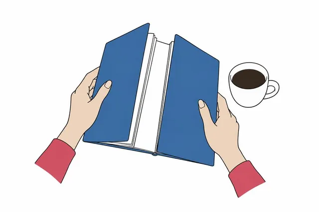 窓際のテーブルとカップ二つの挿絵