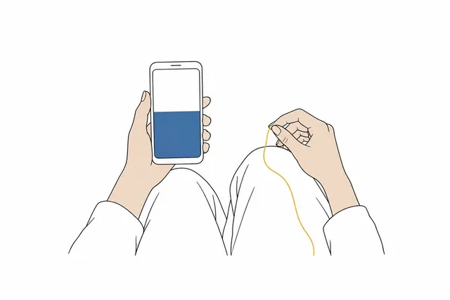 海の風景が映った画面と手元の挿絵