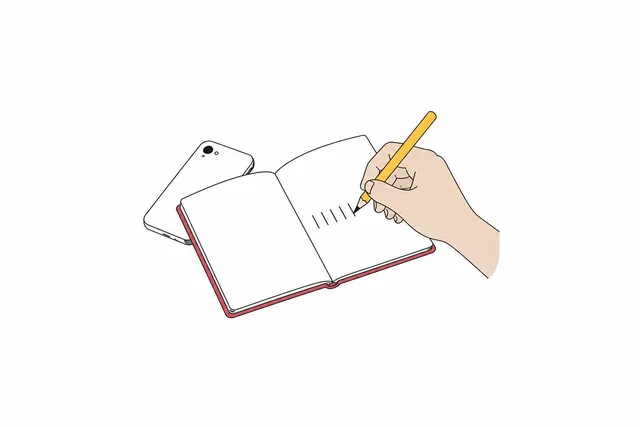 ノートに正の字を書いている手元の挿絵